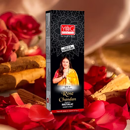 yogmantra rose chandan thick metallic dhoopsticks – (pack of 1)