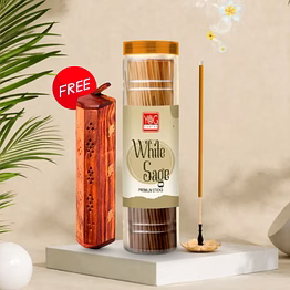 yogmantra white sage premium incense sticks with wooden holder – 400gm (pack of 1)