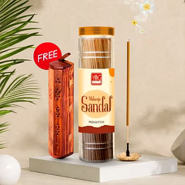 yogmantra maharaja sandal premium incense sticks with wooden holder – 400gm (pack of 1)