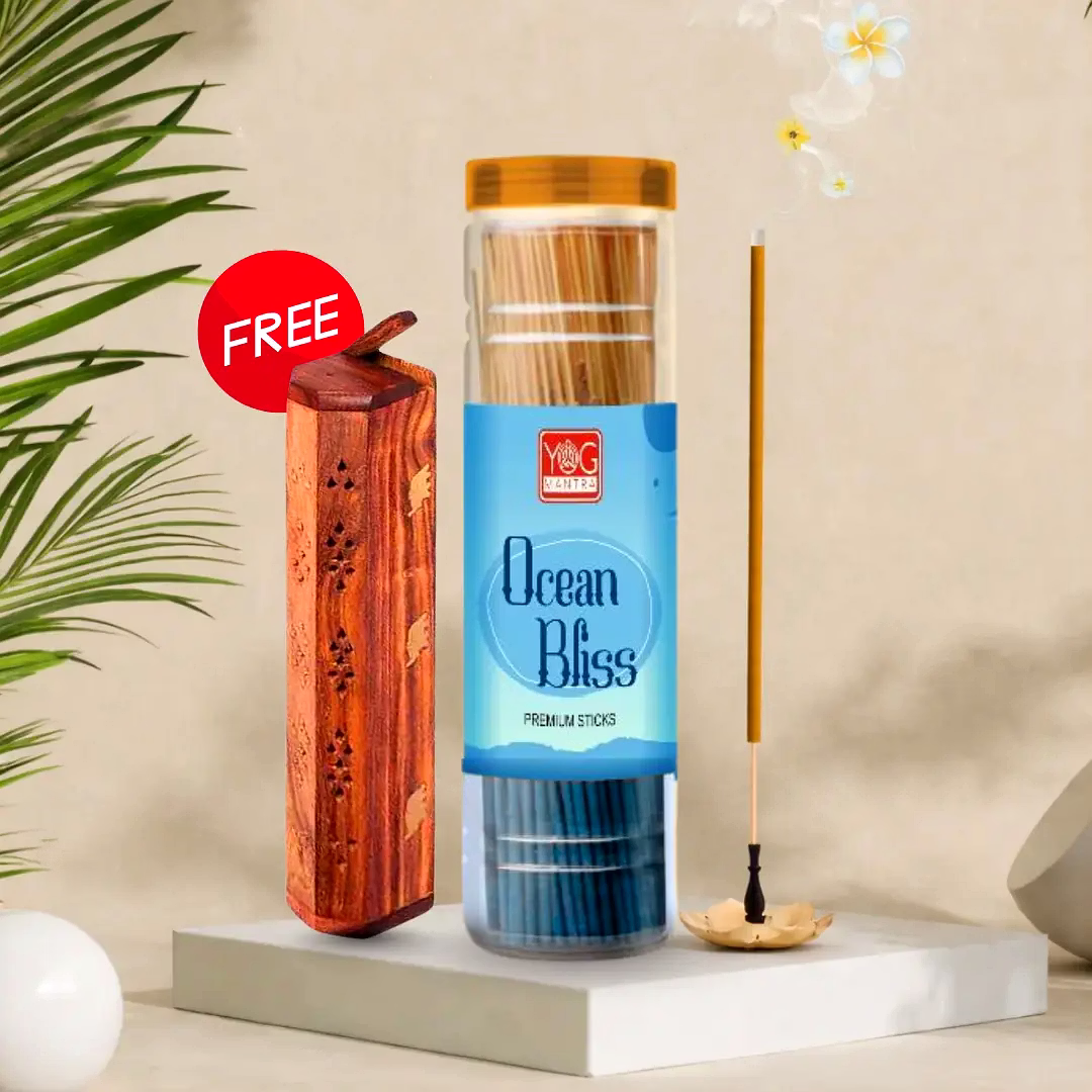 yogmantra ocean bliss premium incense sticks with wooden holder – 400gm (pack of 1)