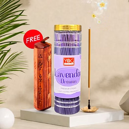 yogmantra lavendor dreams premium incense sticks with wooden holder – 400gm (pack of 1)