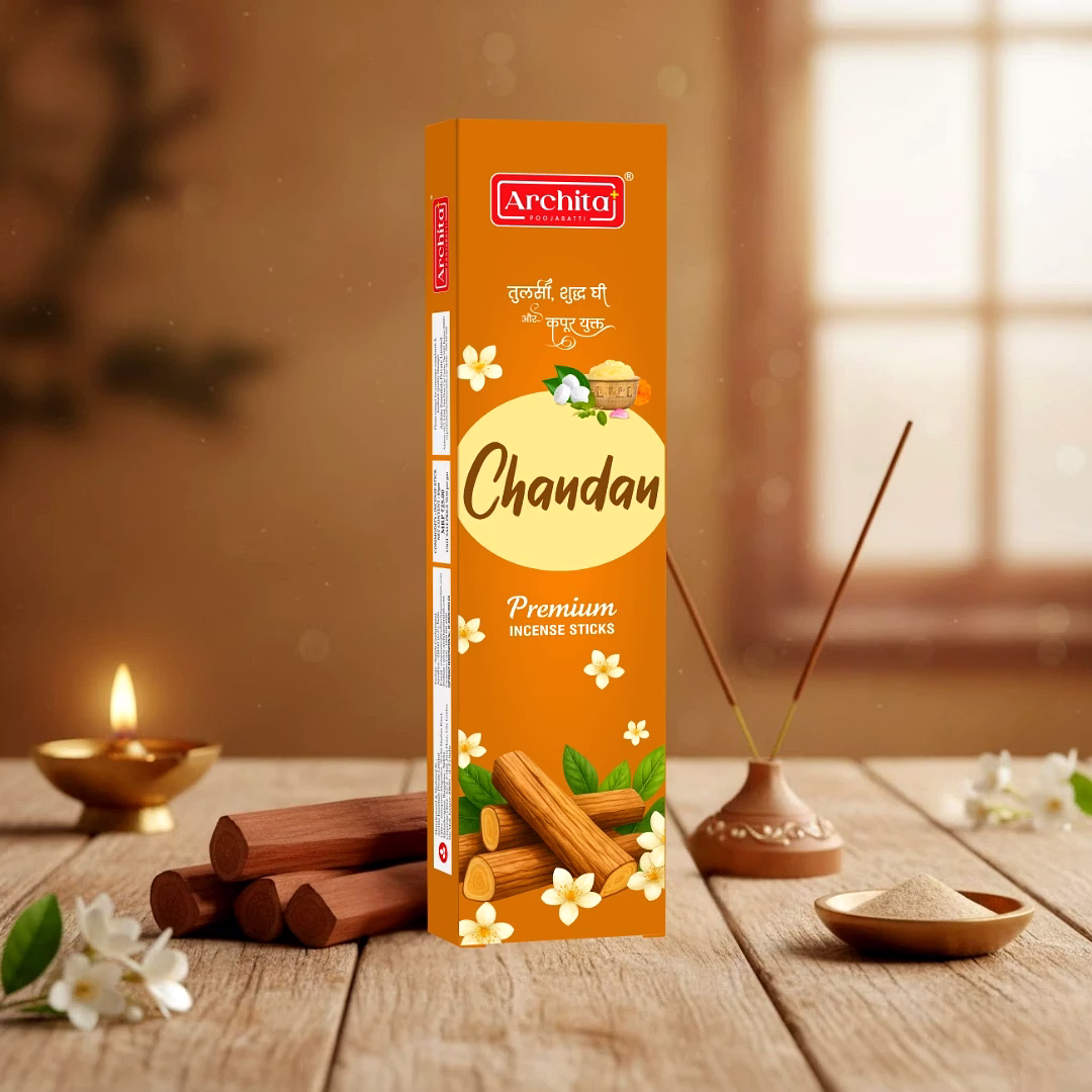 archita poojabatti chandan premium incense sticks – (pack of 6)