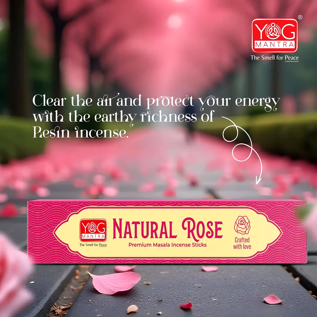 yogmantra yog mantra natural rose premium masala incense sticks (pack of 1)