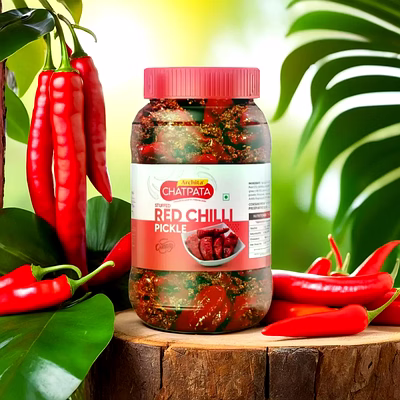 archita chatpata red stuffed chilli pickle 500gm – plastic jar