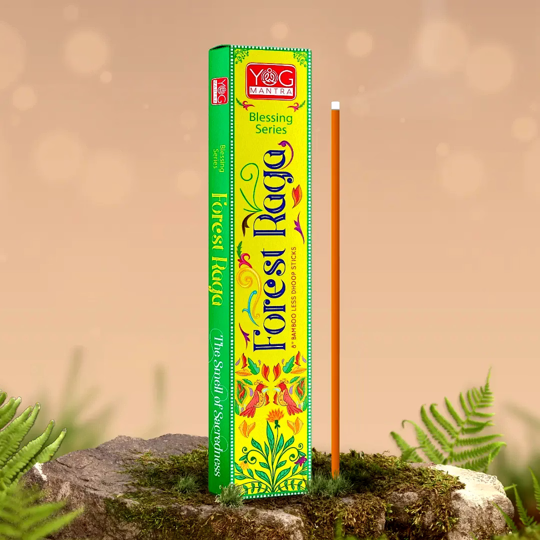 yogmantra bambooless forest raga dhoop sticks thin 8″ (pack of 12)
