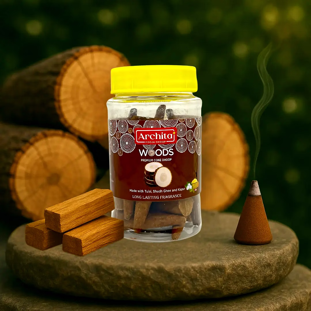 archita poojabatti woods premium dhoop cone jar – 100 gm