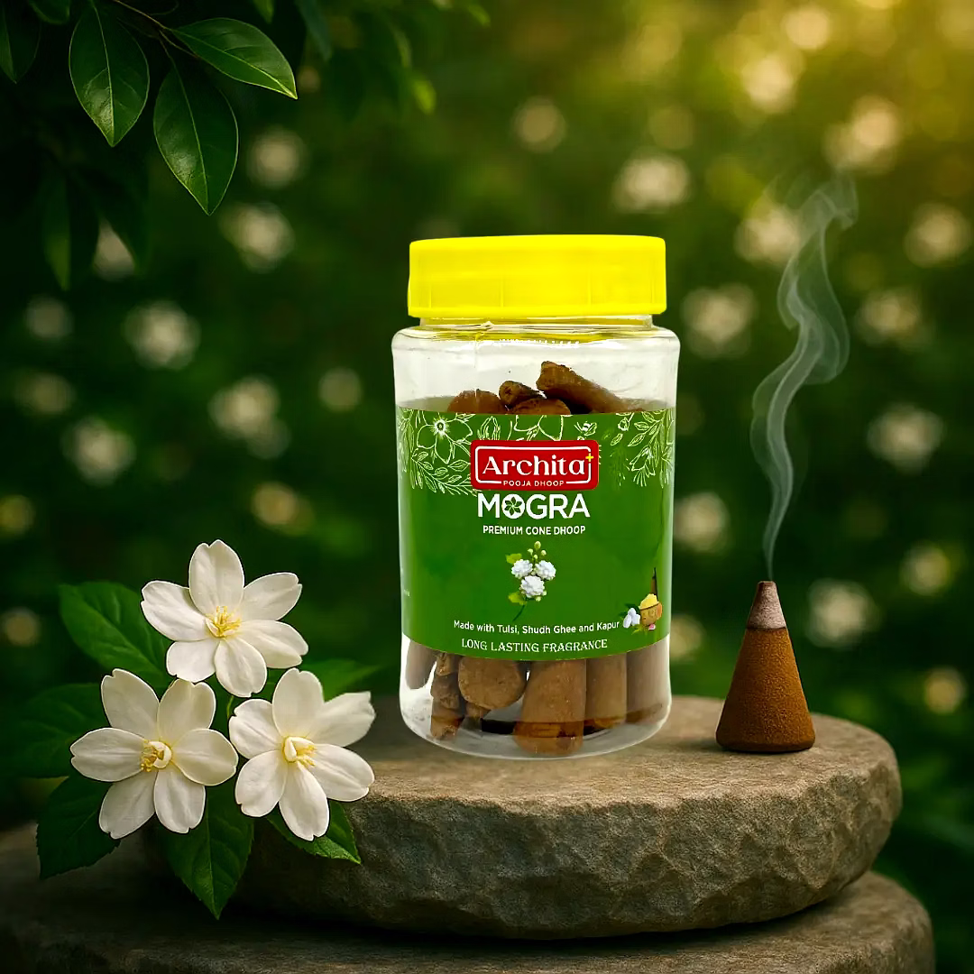 archita poojabatti mogra premium dhoop cone jar – 100 gm