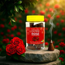 archita poojabatti rose premium dhoop cone jar – 100 gm