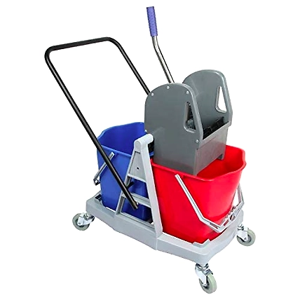 40 LTR Double Bucket Mop Wringer Trolley For Mopping with Wheel-12435360