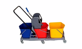 60 LTR Three Bucket Mop Wringer Trolley for Cleaning