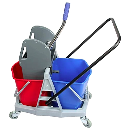 40 LTR Double Bucket Mop Wringer Trolley For Mopping with Wheel-1