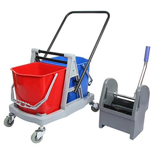 40 LTR Double Bucket Mop Wringer Trolley For Mopping with Wheel-3