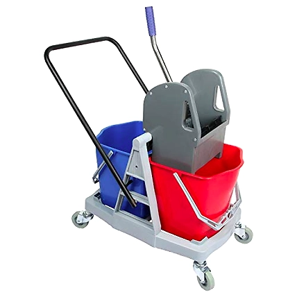 40 LTR Double Bucket Mop Wringer Trolley For Mopping with Wheel-4