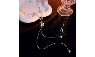 Luminous Pearl Butterfly Pendant Necklace