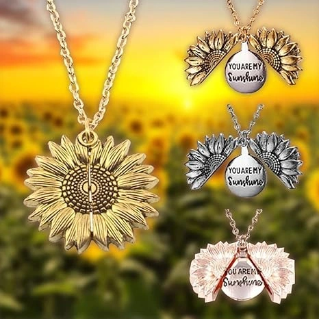 Necklace Locket You Are My Sunshine Sunflower-3