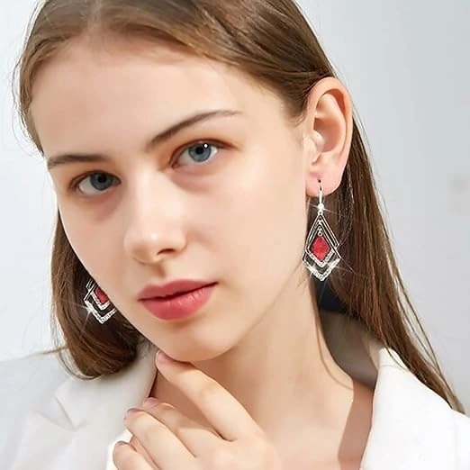 Dangle Earrings Red-3