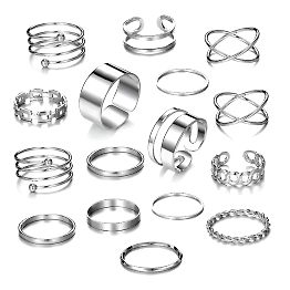 Silver Stackable Geometry Ring Set
