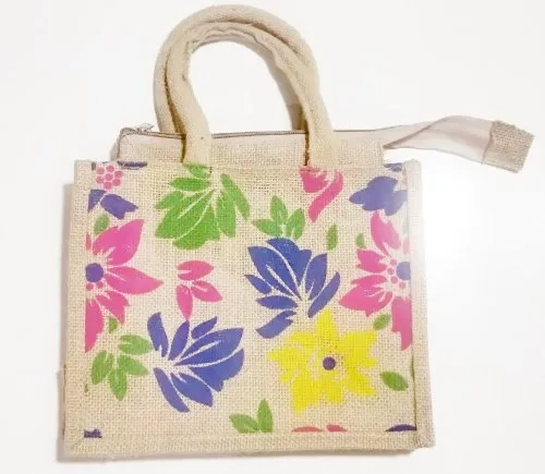 Eco Friendly Jute Bag Zipper Handbags-3