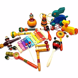 wooden toy set - 13 handmade multicolor toys for kids