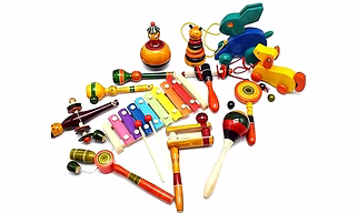 Wooden Toy Set - 13 Handmade Multicolor Toys for Kids