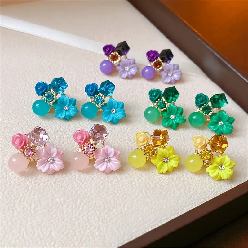 Colorful Mismatched Earrings Studs-5