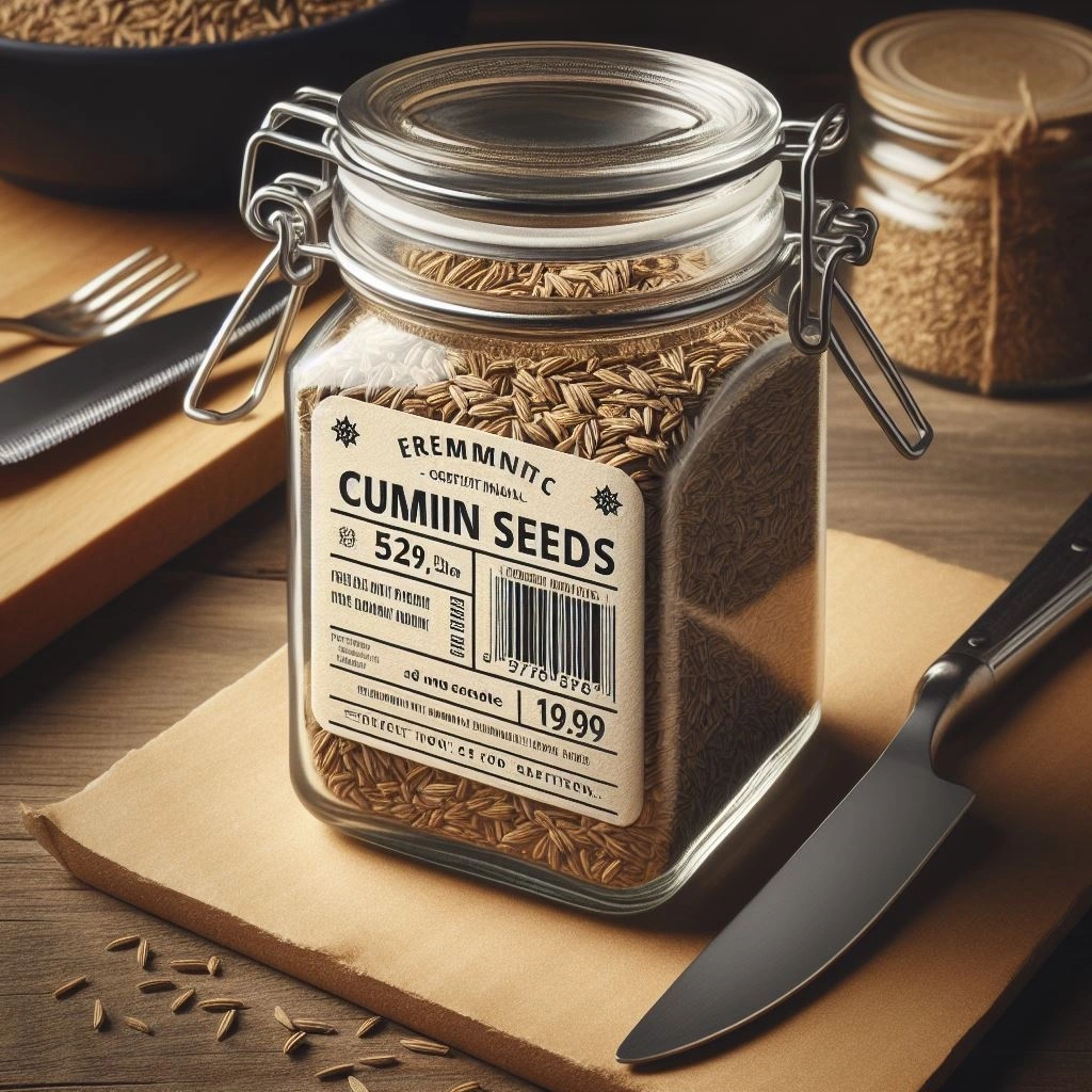 Heap of cumin seeds on a kitchen counter