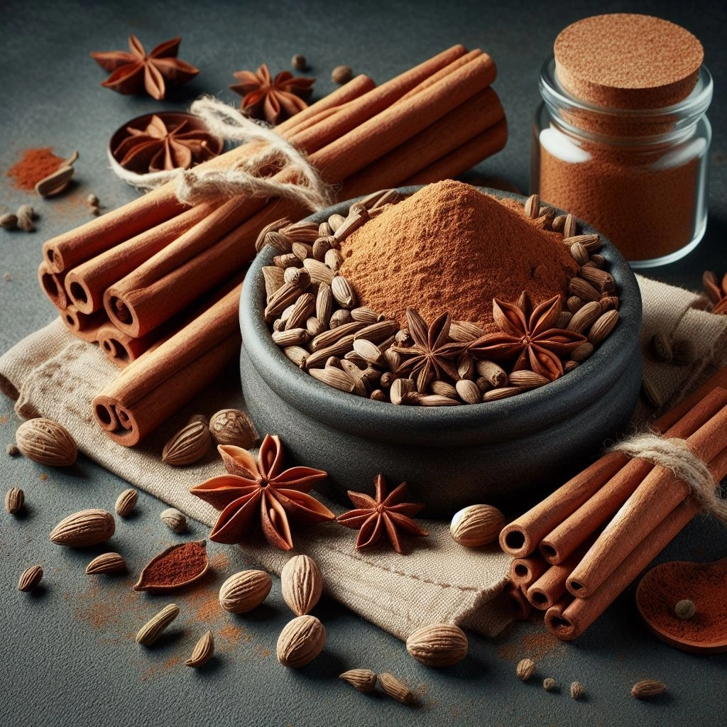 Cinnamon sticks arranged in a spice rack