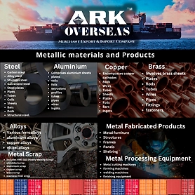 Metallic materials and Products : Steels, Copper, Brass, Aluminium, Metal Products, Metal Fabricated Products, Metal Processing Equipment, Alloys, Metal Scrap