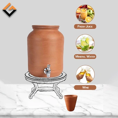 Natural Self Cool Terracotta Water Pot With Tap (Mitti Matka)