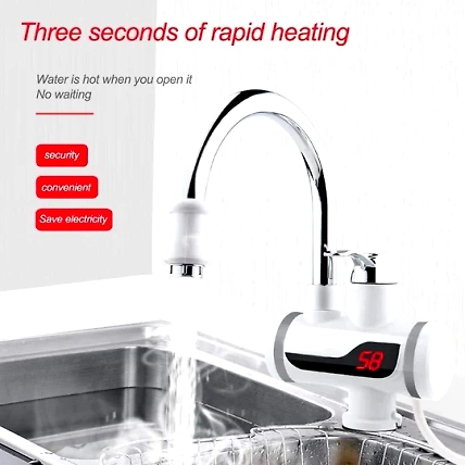 Electric Hot Water Heater Faucet Kitchen And Bathroom Heating Dispenser Tap Digital Temperature With Display-3