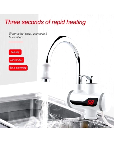 Electric Hot Water Heater Faucet Kitchen And Bathroom Heating Dispenser Tap Digital Temperature With Display-3