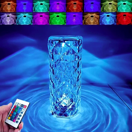 16 Color Changing Rose Crystal Diamond Table Lamp-CrystalDiamondTableLamp