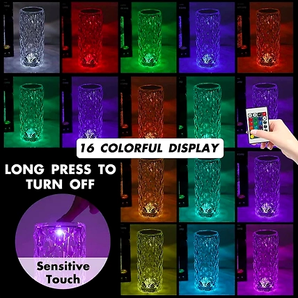16 Color Changing Rose Crystal Diamond Table Lamp-1