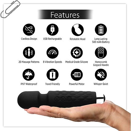 Rechargeable Personal Massager - Powerful Multi Speed Vibration - Whisper Quiet - Waterproof - for Muscle Tension Relief in Neck, Back, Shoulders, Legs and Feet - Turquoise-5