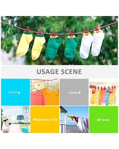 Travel Clothesline,Retractable Clothesline,Travel with Retractable Portable Clothesline 12 clothespins, Suitable for Indoor and Outdoor Camping use-5