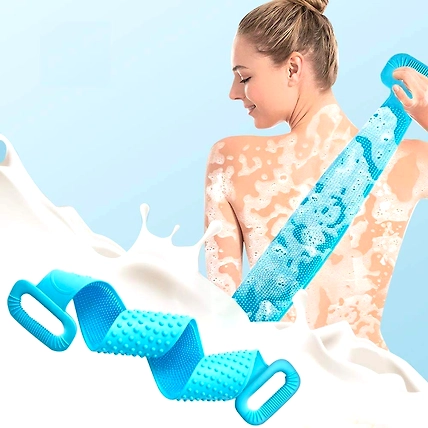 Body Wash Silicone Body Scrubber Belt Double Side Shower Belt Removes Bath Towel Waterproof Easy Foot Cleaner Cleaning Brush Scubber (Bathing Belt)-4