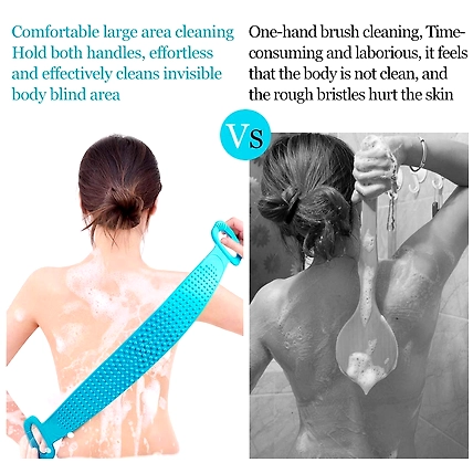 Body Wash Silicone Body Scrubber Belt Double Side Shower Belt Removes Bath Towel Waterproof Easy Foot Cleaner Cleaning Brush Scubber (Bathing Belt)-5