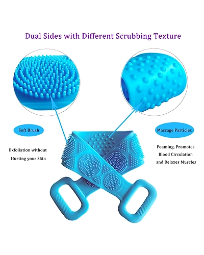 Body Wash Silicone Body Scrubber Belt Double Side Shower Belt Removes Bath Towel Waterproof Easy Foot Cleaner Cleaning Brush Scubber (Bathing Belt)-3