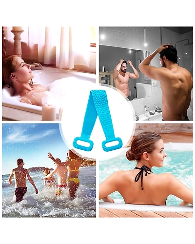 Body Wash Silicone Body Scrubber Belt Double Side Shower Belt Removes Bath Towel Waterproof Easy Foot Cleaner Cleaning Brush Scubber (Bathing Belt)-1