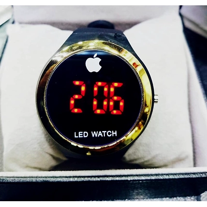 Apple Shape Dial Latest LED Watch Digital Watch- Golden-1