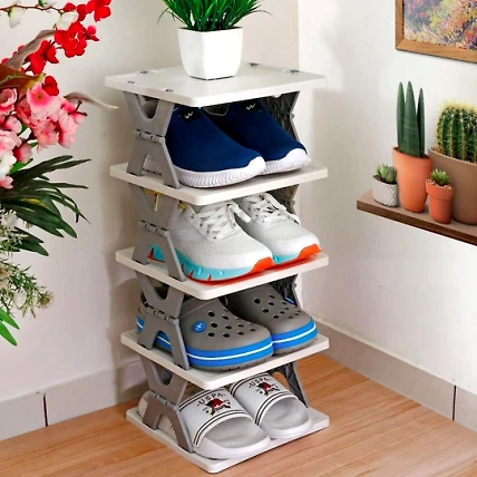 Corner Smart Foldable Shoes Shelf 5 Tier Shoe Rack-Shoe-rack