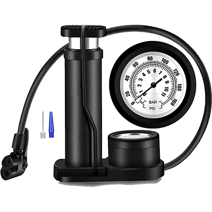 Black Foot Pump Aluminum + ABS Portable Foot Activated Foot Air Pump for car and Bike Bicycle-BlackFootPump
