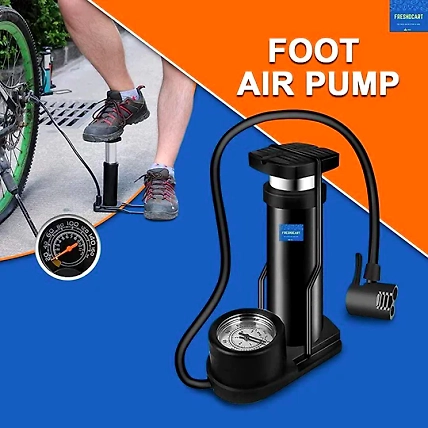 Black Foot Pump Aluminum + ABS Portable Foot Activated Foot Air Pump for car and Bike Bicycle-1
