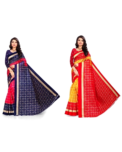 Elegant Printed Mysore Silk Saree (Pack Of 2)-SIlk-Saree-2pcs