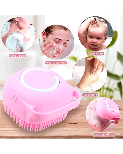 Silicone Massage Bath Body Brush Soft Bristle With Shampoo Dispenser-MS-TXHXQO4NESA-