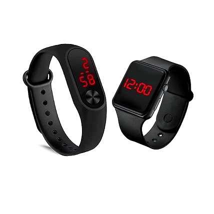 DC Fashion New Kids Digital Date and Time Black Dial LED Watch for Stylish Kids Unisex Birthday Gift Digital Watch for Boys &amp; Girls | Pack of 2-B09TXKNTD6
