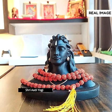 Adiyogi Statue with Rudraksha Mala for Statue is Specially Used in Car Dashboard, Home and Office Decor, Pooja, Gifting Special -3 inch height-MS-S4U10TV9V7-N