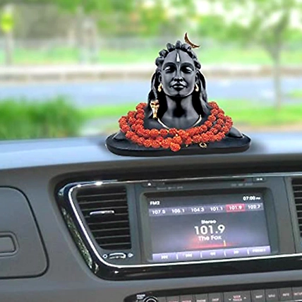 Adiyogi Statue with Rudraksha Mala for Statue is Specially Used in Car Dashboard, Home and Office Decor, Pooja, Gifting Special -3 inch height-1