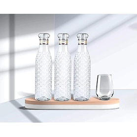 Denzcart Water Bottle 1000 Ml, Plastic Fridge Water Bottle , BPA and Leak Free & Unbreakable Diamond texture Transparent Bottle Crystal Diamond Design, Drink and Soda Can Hold in bottle (Pack of 5 )