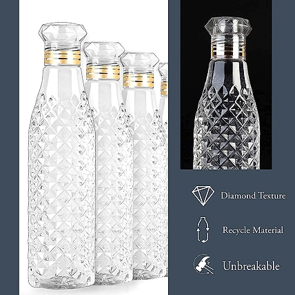 Water Bottle 1L, Plastic Fridge Water Bottle,  (Pack of 6)-2
